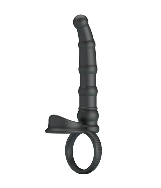 PRETTY LOVE - TATUM ANELLO PER PENE VIBRANTE CON TAPPO 10 VIBRAZIONI NERO