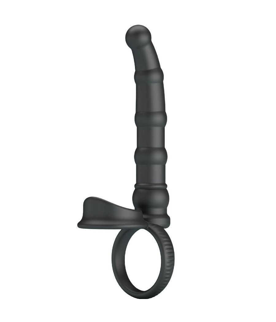 PRETTY LOVE - TATUM ANELLO PER PENE VIBRANTE CON TAPPO 10 VIBRAZIONI NERO