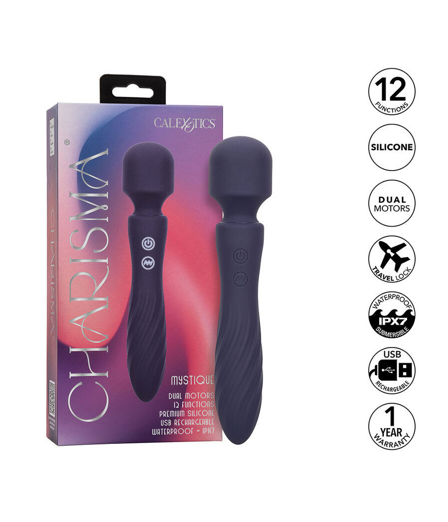 CALEXOTICS - CHARISMA MYSTIQUE MASSAGGIATORE DOPPIO MOTORE 12 FUNZIONI 20,5 CM X 4,5 CM VIOLA