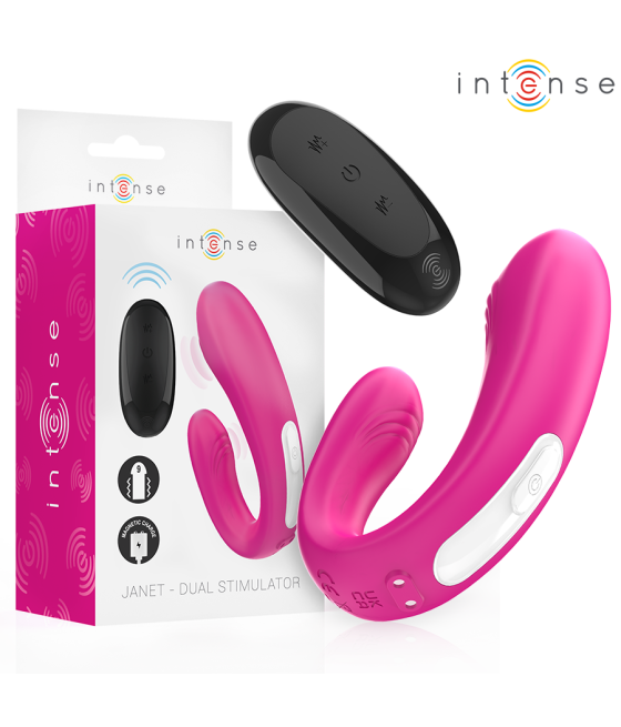 INTENSE - JANET DUAL STIMOLATORE E VIBRATORE A FORMA DI U CON TELECOMANDO ROSA