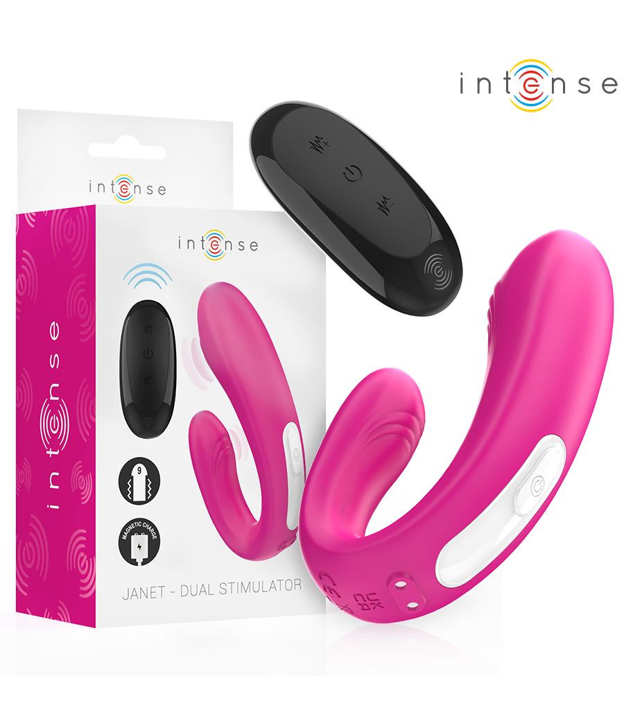 INTENSE - JANET DUAL STIMOLATORE E VIBRATORE A FORMA DI U CON TELECOMANDO ROSA