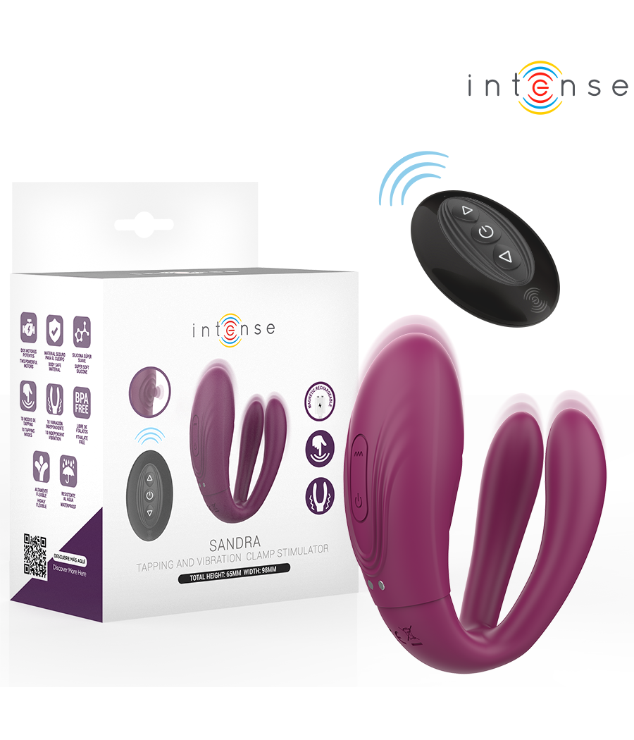 INTENSE - STIMOLATORE A MORSETTO CON VIBRAZIONE E TAPPING SANDRA CON TELECOMANDO