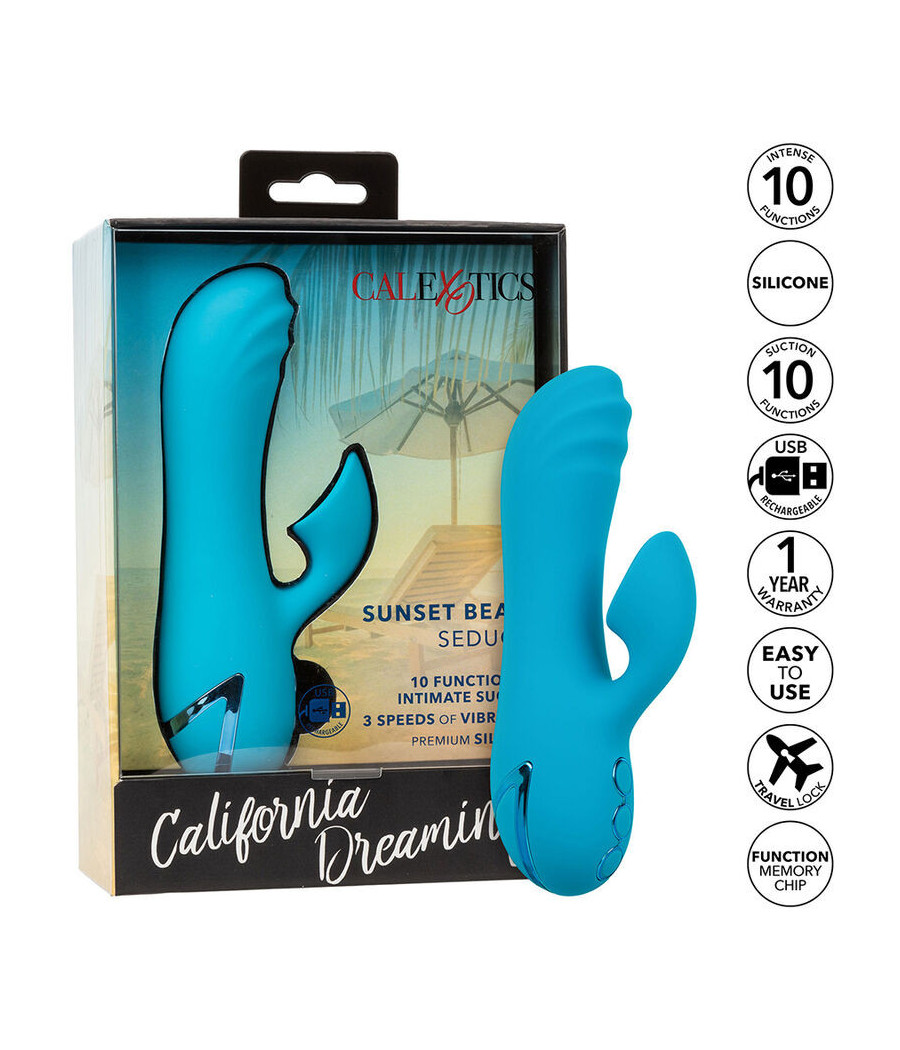 CALEXOTICS - SUNSET BEACH SEDUCER VIBRATORE E STIMOLATORE 10 FUNZIONI BLU