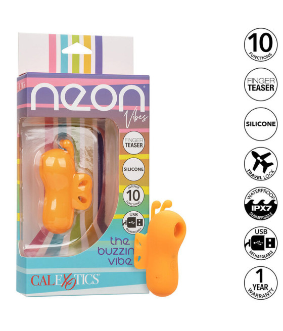 CALEXOTICS - NEON VIBES BUZZING VIBE LO STIMOLATORE PER DITA 10 VIBRAZIONI ARANCIONE