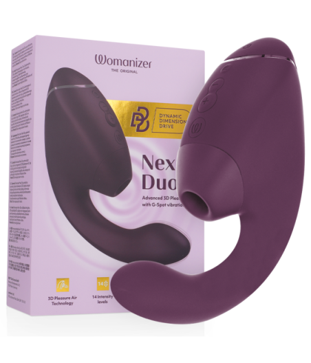 WOMANIZER - DUO NEXT STIMOLATORE DOPPIO CLITORIDEO E PUNTO G VIOLA SCURO