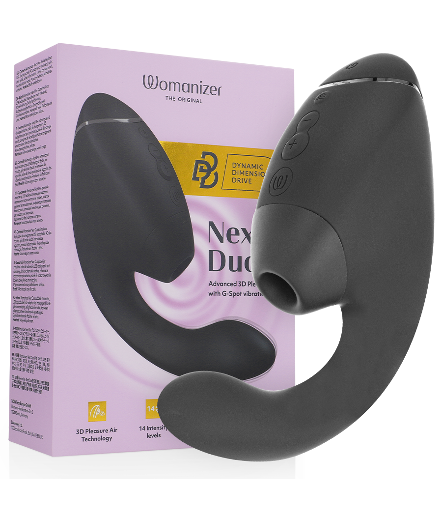 WOMANIZER - DUO NEXT STIMOLATORE DOPPIO CLITORIDEO E PUNTO G NERO