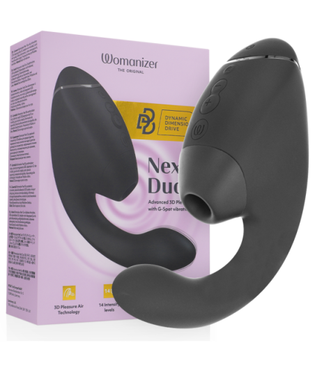 WOMANIZER - DUO NEXT STIMOLATORE DOPPIO CLITORIDEO E PUNTO G NERO