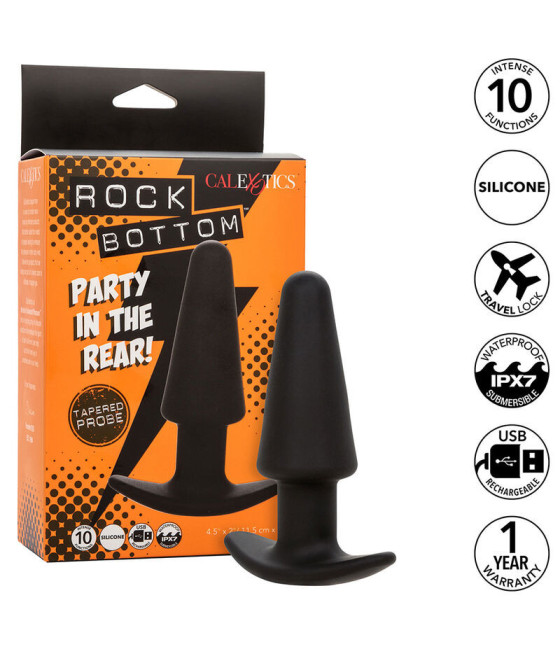 CALEXOTICS - ROCK BOTTOM TAPPO ANALE CONICO 10 VIBRAZIONI SILICONE NERO