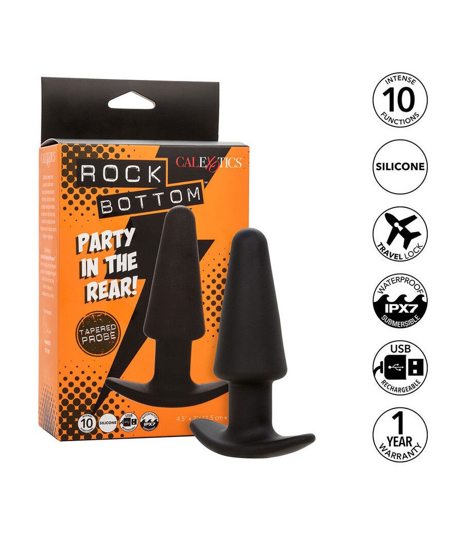 CALEXOTICS - ROCK BOTTOM TAPPO ANALE CONICO 10 VIBRAZIONI SILICONE NERO