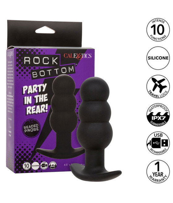 CALEXOTICS - ROCK BOTTOM PERLINE TAPPO ANALE 10 VIBRAZIONI SILICONE NERO