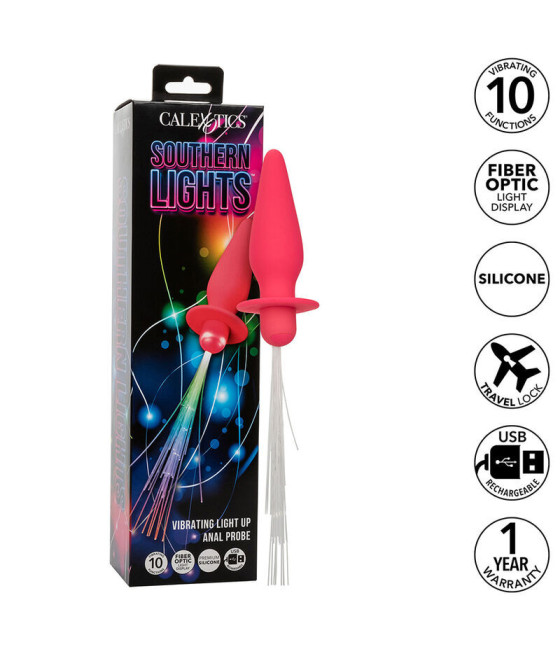 CALEXOTICS - SOUTHERN LIGHTS LIGHT UP PLUG ANALE 10 VIBRAZIONI SILICONE ROSA