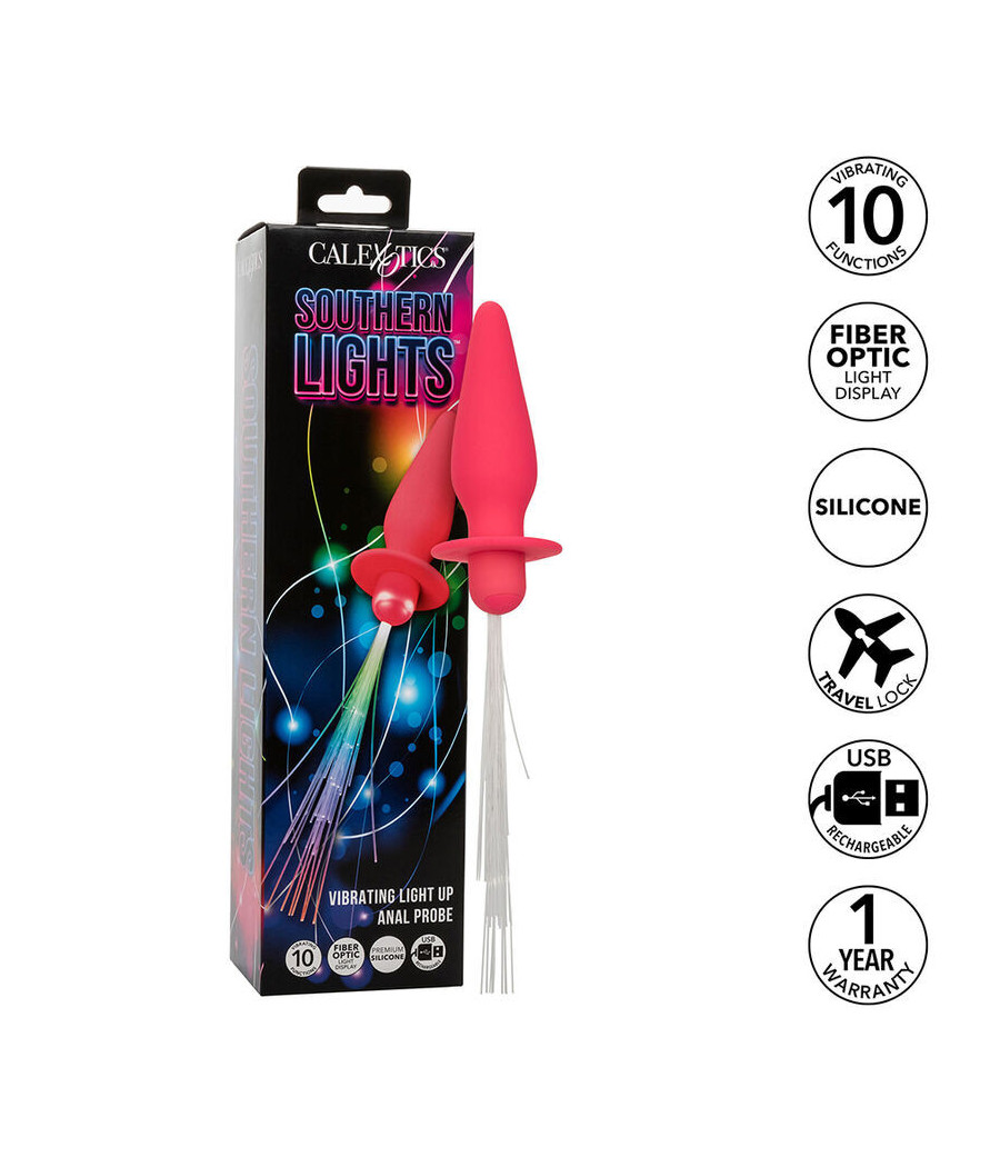 CALEXOTICS - SOUTHERN LIGHTS LIGHT UP PLUG ANALE 10 VIBRAZIONI SILICONE ROSA