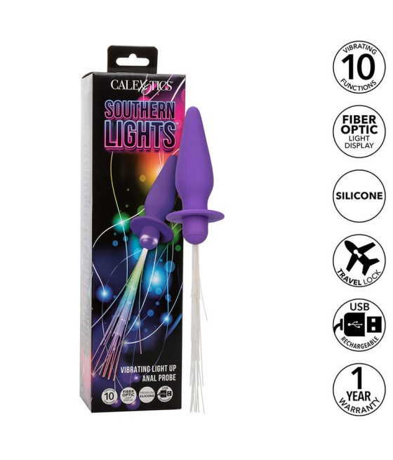 CALEXOTICS - SOUTHERN LIGHTS LIGHT UP PLUG ANALE 10 VIBRAZIONI SILICONE VIOLA