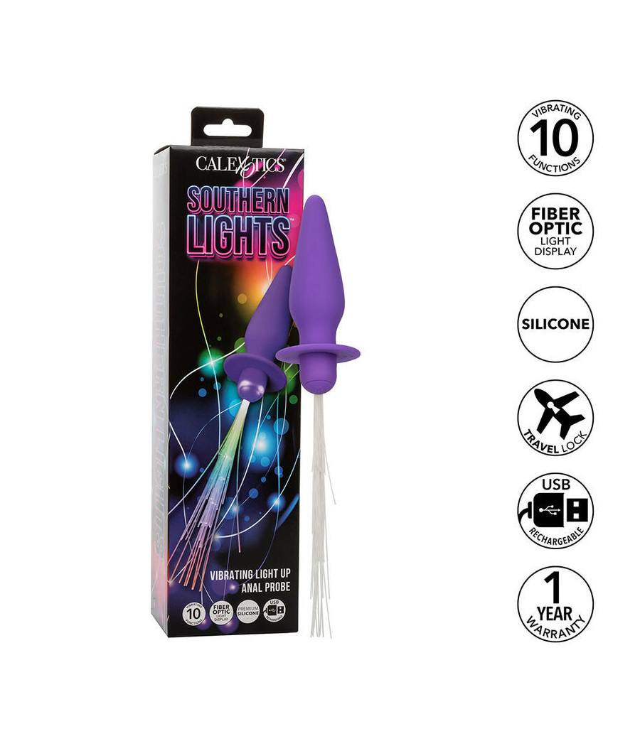 CALEXOTICS - SOUTHERN LIGHTS LIGHT UP PLUG ANALE 10 VIBRAZIONI SILICONE VIOLA