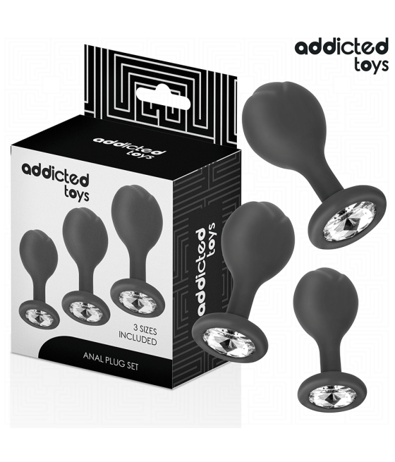 ADDICTED TOYS - SET DI 3 TAPPI ANALI CON GIOIELLO