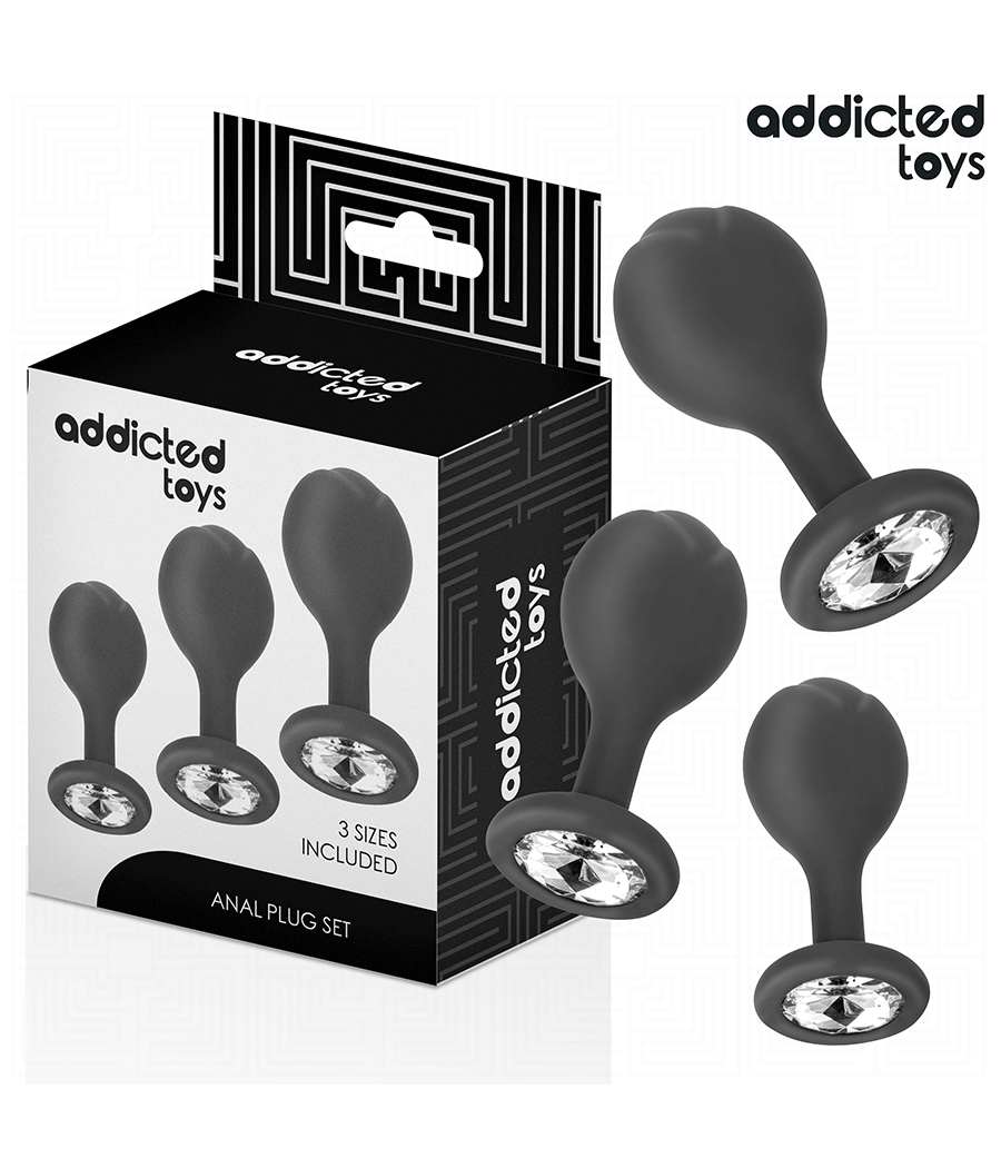 ADDICTED TOYS - SET DI 3 TAPPI ANALI CON GIOIELLO