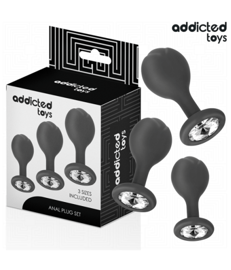 ADDICTED TOYS - SET DI 3 TAPPI ANALI CON GIOIELLO