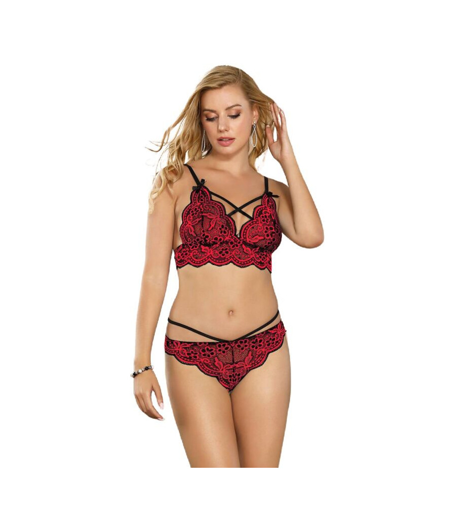 SUBBLIME - SET DOS PIEZAS TOP Y PANTIES ENCAJE S/M