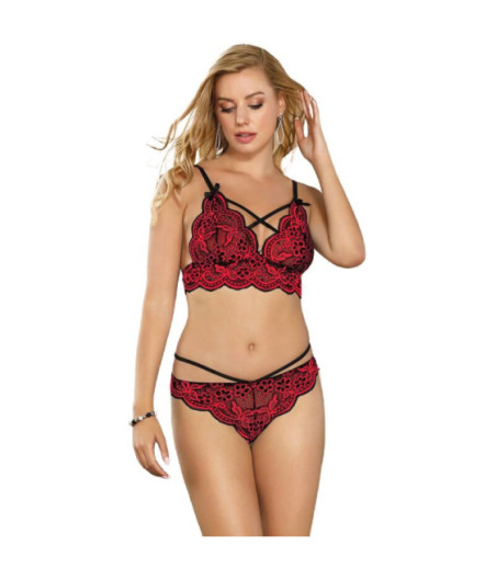 SUBBLIME - SET DOS PIEZAS TOP Y PANTIES ENCAJE S/M