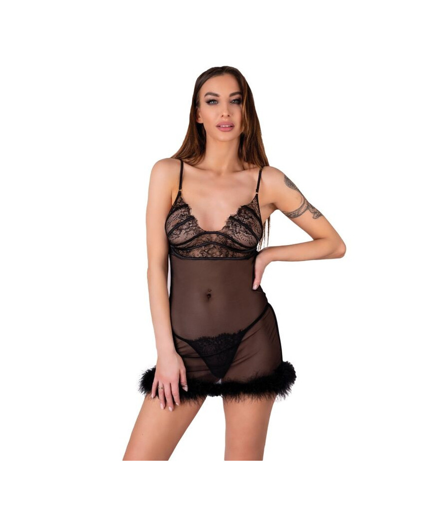 LIVCO CORSETTI FASHION - ZERUNAM SET BABYDOLL + TANGA NEGRO