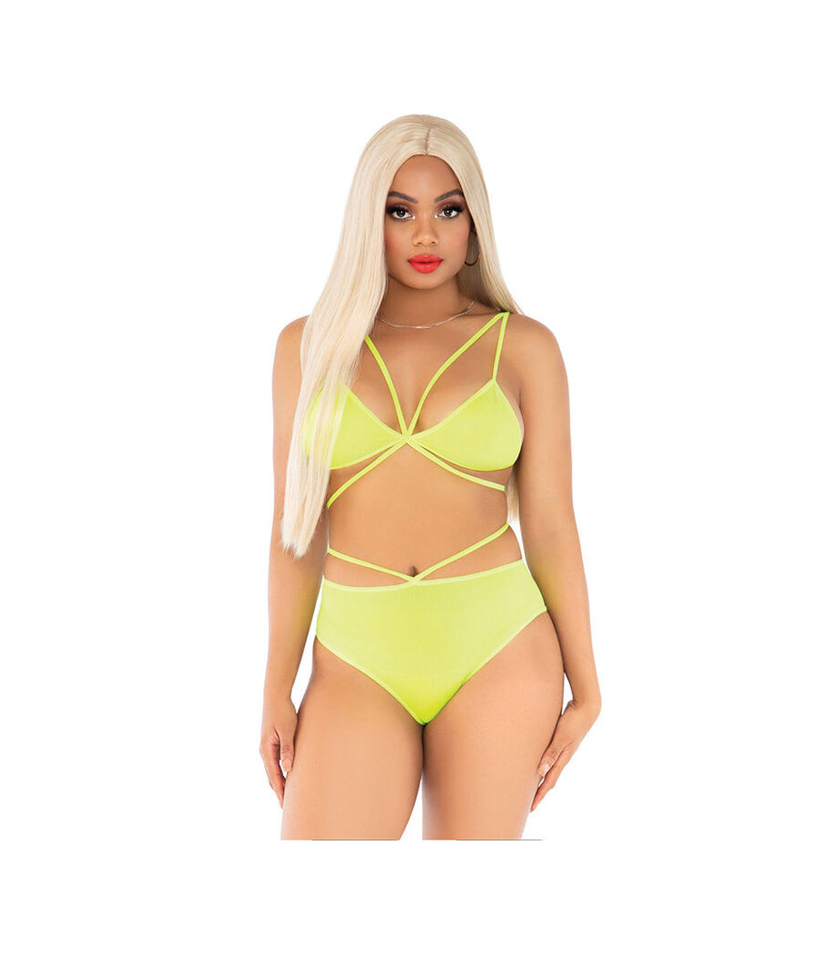 LEG AVENUE - TOP & BRAGAS CON TIRANTES AMARILLO