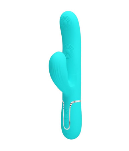 PRETTY LOVE - VIBRATORE MULTIFUNZIONE PERLITA 3 IN 1 G-SPOT VERDE ACQUA