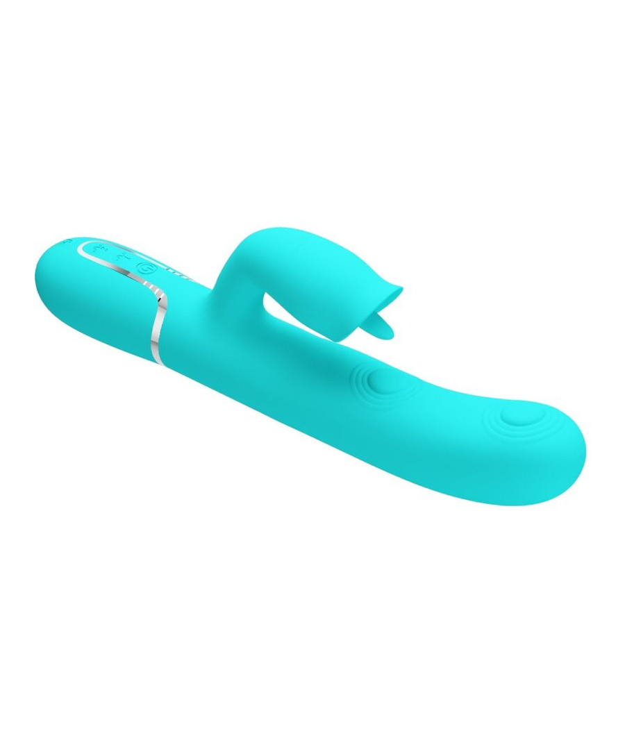 PRETTY LOVE - VIBRATORE CONIGLIO CON LECCATURA VERDE ACQUA