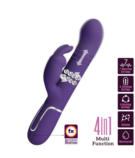 PRETTY LOVE - COALE VIBRATORE CONIGLIO CARBONE 4 EN 1 VIOLA