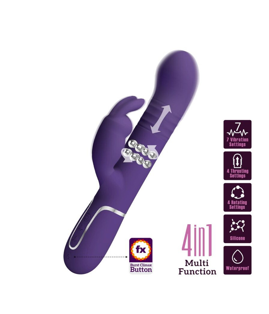 PRETTY LOVE - COALE VIBRATORE CONIGLIO CARBONE 4 EN 1 VIOLA