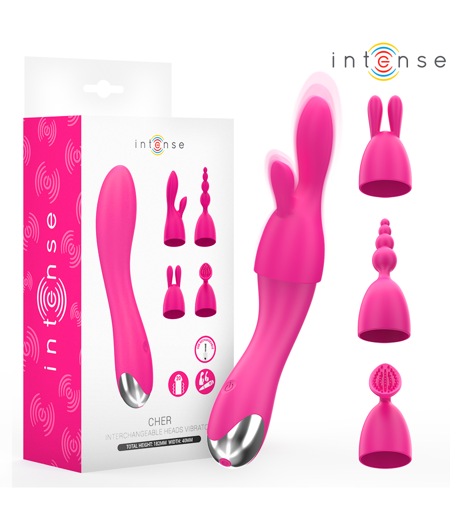 INTENSE - VIBRATORE CHER CON 20 MODALIT? E TESTINE INTERCAMBIABILI