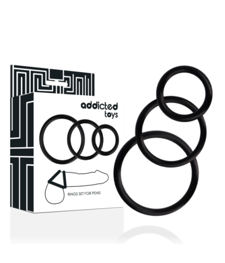 ADDICTED TOYS - SET DI ANELLI PER PENE NERO