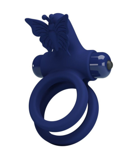PRETTY LOVE - JAMELE DOPPIO ANELLO CON VIBRAZIONE E STIMOLATORE FARFALLA BLU
