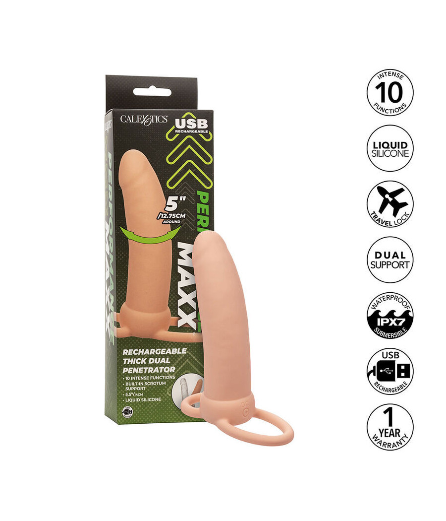CALEXOTICS - MAXX THICK DUAL PENETRATOR 10 VIBRAZIONI CARNE