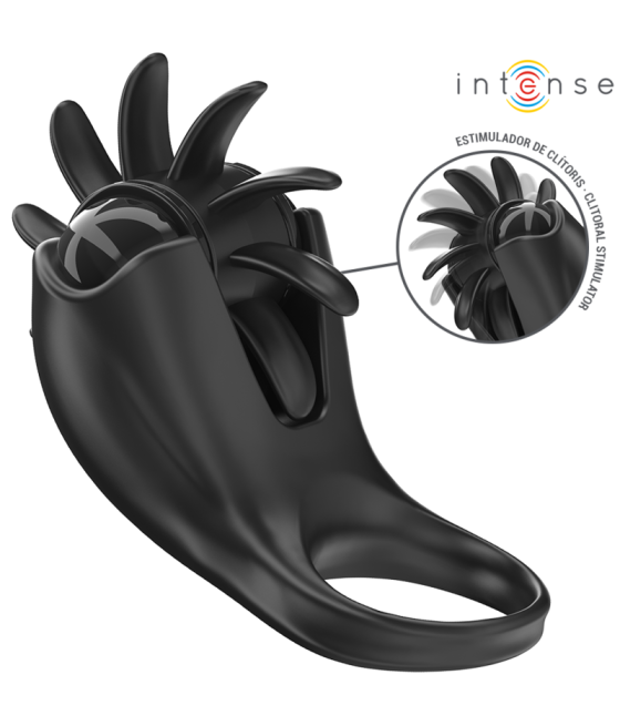 INTENSE - MABEL ANELLO VIBRANTE 10 VIBRAZIONI CON STIMOLATORE CLITORIDEO NERO