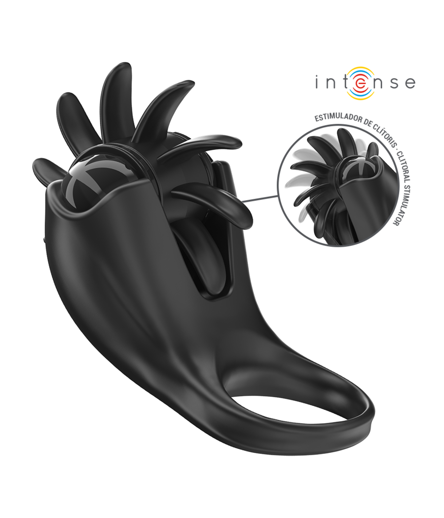 INTENSE - MABEL ANELLO VIBRANTE 10 VIBRAZIONI CON STIMOLATORE CLITORIDEO NERO
