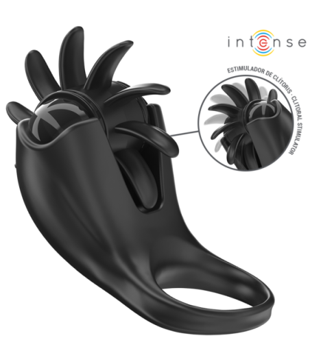 INTENSE - MABEL ANELLO VIBRANTE 10 VIBRAZIONI CON STIMOLATORE CLITORIDEO NERO
