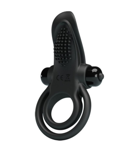 PRETTY LOVE - DOPPIO ANELLO VIBRANTE + STIMOLATORE CLITORIDEO 10 VIBRAZIONI NERO