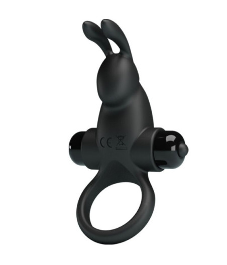 PRETTY LOVE - ANELLO VIBRANTE + STIMOLATORE CLITORIDEO CONIGLIO 10 VIBRAZIONI NERO