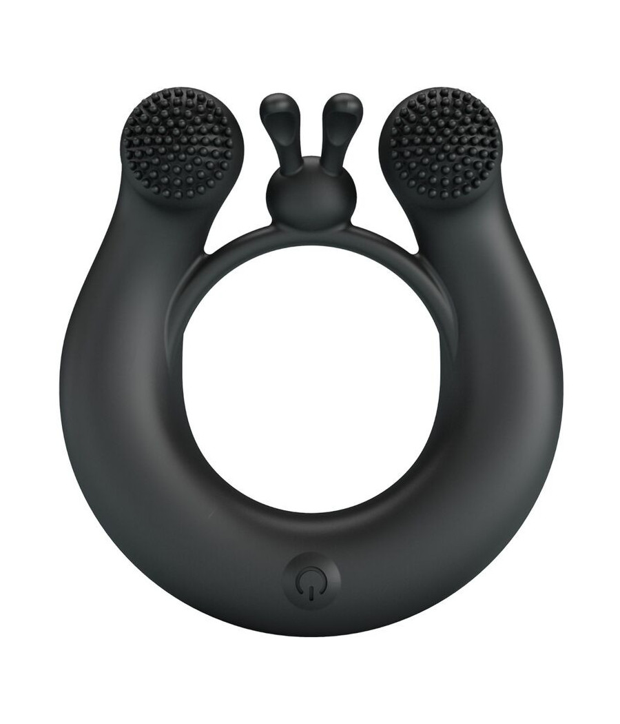 PRETTY LOVE - ANELLO VIBRANTE DAHLIA + STIMOLATORE CLITORIDEO 12 VIBRAZIONI NERO