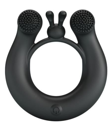PRETTY LOVE - ANELLO VIBRANTE DAHLIA + STIMOLATORE CLITORIDEO 12 VIBRAZIONI NERO