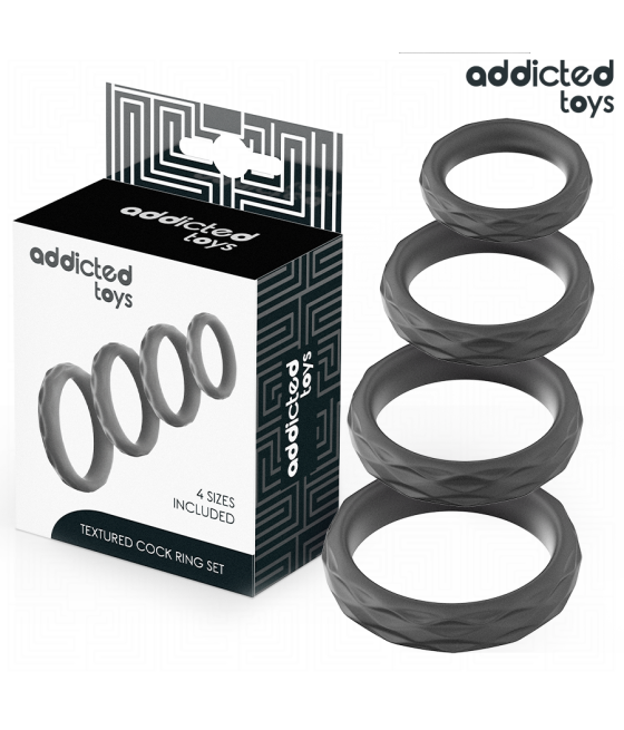 ADDICTED TOYS - SET DI ANELLI PER IL PENE TESTURIZZATI 4 MISURE