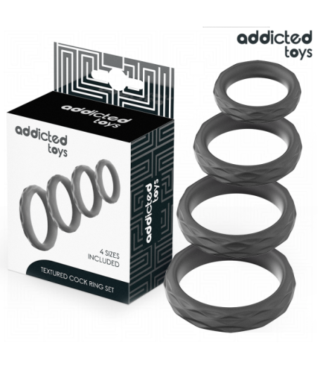ADDICTED TOYS - SET DI ANELLI PER IL PENE TESTURIZZATI 4 MISURE