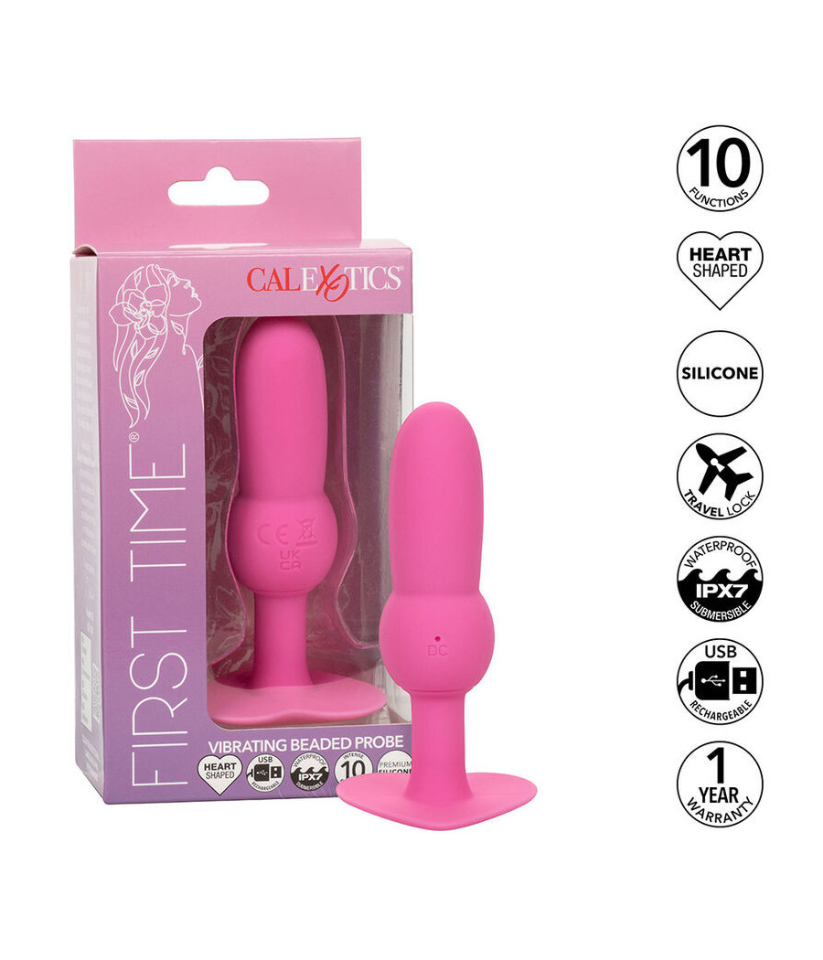 CALEXOTICS - FIRST TIME PLUG ANALE SONDA PERLINE 10 VIBRAZIONI ROSA