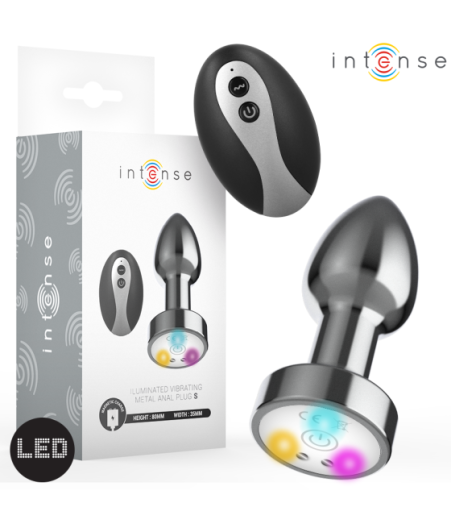 INTENSE - PLUG ANALE VIBRANTE IN METALLO CON LUCI LED E TELECOMANDO - TAGLIA S