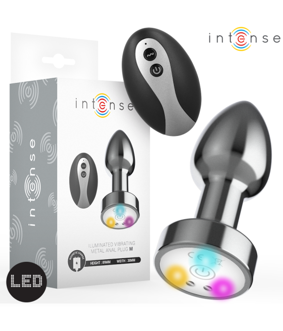 INTENSE - PLUG ANALE VIBRANTE IN METALLO CON LUCI LED E TELECOMANDO - TAGLIA M