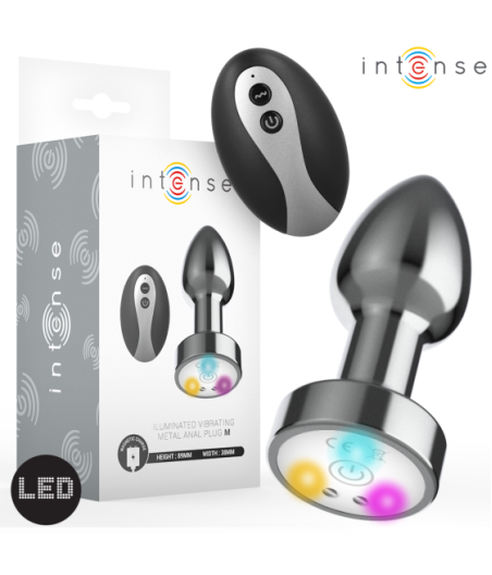 INTENSE - PLUG ANALE VIBRANTE IN METALLO CON LUCI LED E TELECOMANDO - TAGLIA M