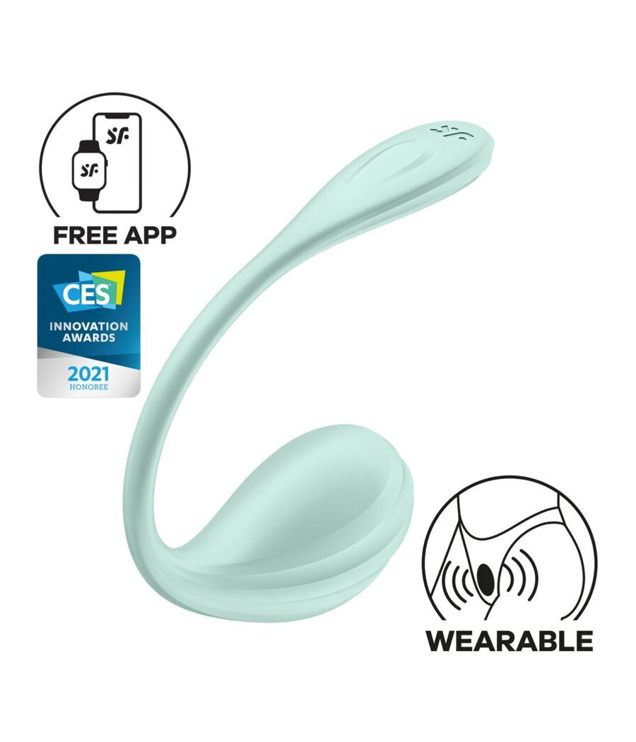 SATISFYER - STIMOLATORE PUNTO G PETALE LISCIO VERDE ACQUA APP GRATUITA